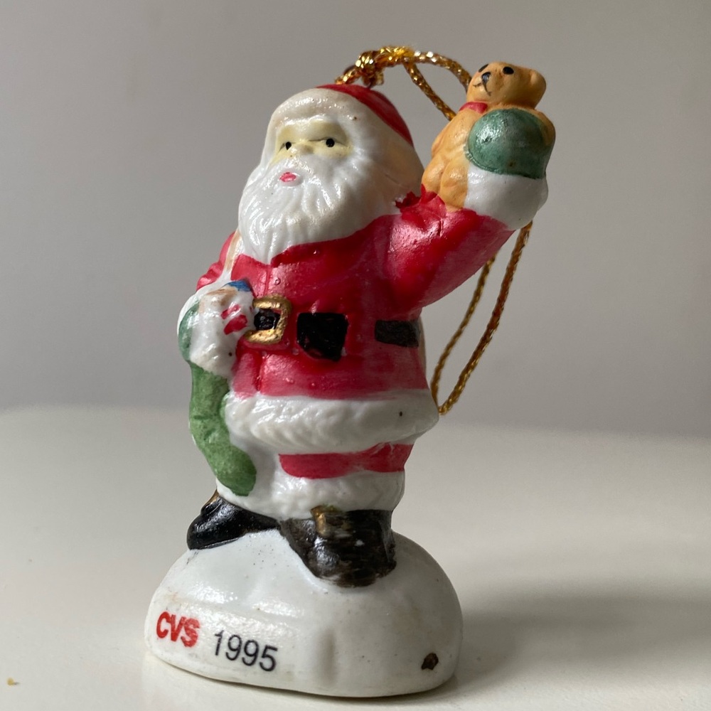 Vintage CVS 1995 Festive Santa Figurine Christmas Ornament